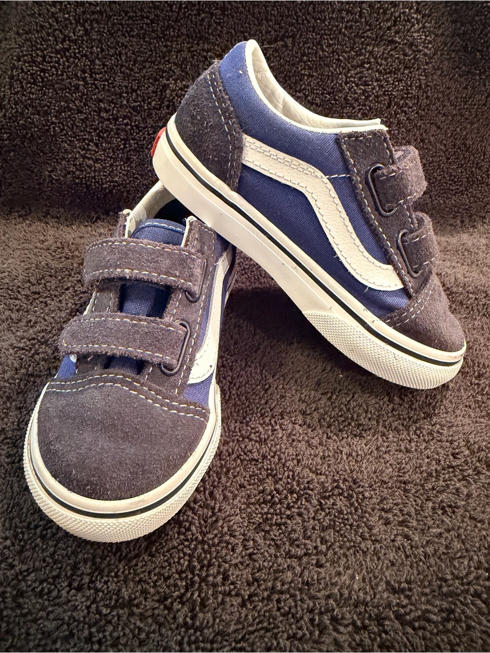 Vans Kids Navy and Gray Velcro Skate Sneakers